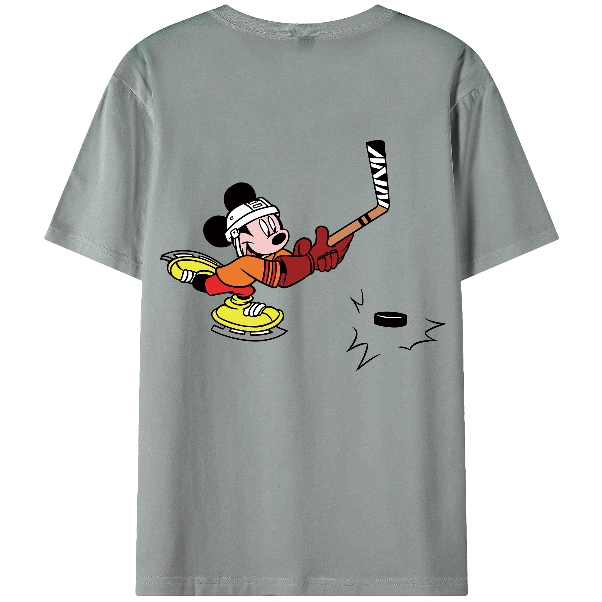 ミッキーマウス Mickey Mouse 綿100％ メンズ半袖Tシャツ（バックプリント） 通気性